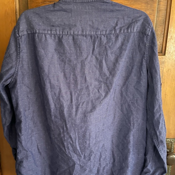Marc Anthony Luxury Navy Indigo Dark Chambray Long Sleeve Shirt Slim Fit L - Picture 4 of 4